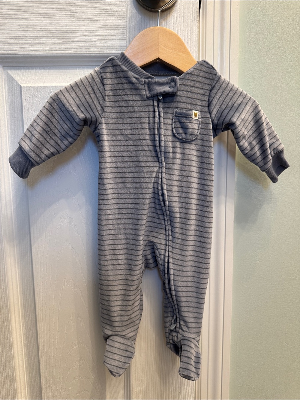 Blue Striped Footed One-Piece for Baby - Soft Cozy Sleepwear